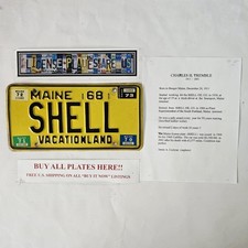 Usado, PLACA DE LICENÇA DE VAIDADE PRINCIPAL ~ GÁS E ÓLEO SHELL COM PAPEL DA HISTÓRIA ~ ETIQUETA INCRÍVEL! comprar usado  Enviando para Brazil