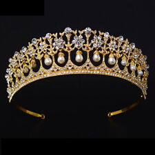 Tiara coroa adulta 5 cm de altura ouro pérola cristal casamento noiva rainha princesa formatura comprar usado  Enviando para Brazil