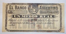 NOTA ARGENTINA 1/2 REAL 1869 XF- DANO P.s1517 BAU SFE-125b, usado comprar usado  Enviando para Brazil