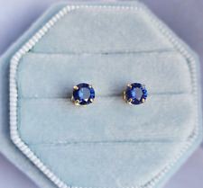 Usado, Brincos de safira azul genuínos com enchimento de ouro tachas de safira de pedra do nascimento comprar usado  Enviando para Brazil