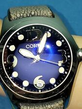 Relógio Corum Boutique bolha rosto azul couro joias masculinas 163.150.20 suíço WR, usado comprar usado  Enviando para Brazil