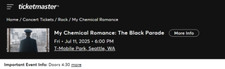 Chemical romance tixs for sale  USA
