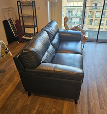 navy blue leather sofa for sale  CHELMSFORD