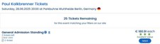 Używany, 2 Tickets  bilety koncert Paul Kalkbrenner Berlin 28.06 150EUR na sprzedaż  PL