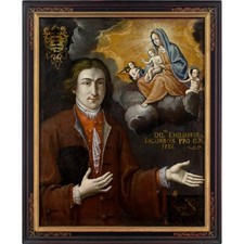 Retrato ex-voto de escola francesa do início do século XVIII com jacobino emiliano, pintura, usado comprar usado  Enviando para Brazil