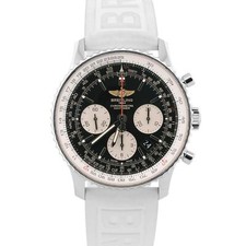 Breitling Navitimer B01 43mm relógio cronógrafo de borracha preto branco aço AB0120 comprar usado  Enviando para Brazil