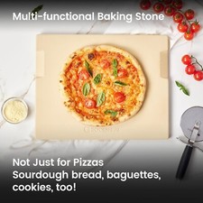 Usado, Pedra de pizza retangular 15"x12" com alças – Cordierite para forno e churrasqueira comprar usado  Enviando para Brazil