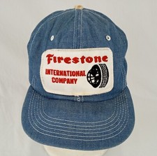 Chapéu jeans snapback Firestone Tires International Company raro vintage década de 1970 comprar usado  Enviando para Brazil
