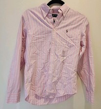 Usado, Camisa/pônei manga longa Ralph Lauren ajuste clássico rosa listra azul marinho novo sem etiquetas P/P comprar usado  Enviando para Brazil