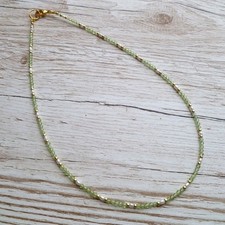Colares feitos à mão de contas redondas facetadas de peridoto e pérola Dainty A++ 18"" comprar usado  Enviando para Brazil