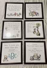 Usado, Conjunto de 6 estampas de parede em tela para quarto de bebê Winnie The Pooh berçário emolduradas comprar usado  Enviando para Brazil