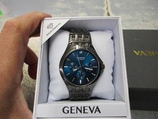 Novo Estoque Antigo Genebra Diamante Falso Relógio de Quartzo Masculino Tom Gunmetal comprar usado  Enviando para Brazil