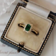 emerald ring yellow gold for sale  CROYDON