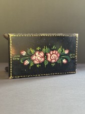 Banqueta de madeira pintada à mão vintage floral arte popular ferramenta fazenda rústica comprar usado  Enviando para Brazil