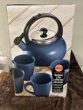 Chaleira de chá e 4 canecas COPCO azul assobio novo em caixa aberta comprar usado  Enviando para Brazil