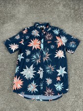 Camisa masculina Quiksilver grande azul rosa mar anêmona algodão botão para cima casual, usado comprar usado  Enviando para Brazil