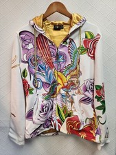 Jaqueta com capuz vintage Christian Audigier M LINDA estampada com zíper frontal comprar usado  Enviando para Brazil