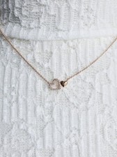 Colar feminino corrente coração toque duplo ouro rosa 10K com diamante real natural comprar usado  Enviando para Brazil