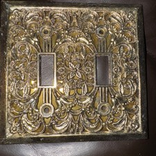 Filigrana floral Amertac tom dourado com parafuso de tampa de placa de interruptor duplo traseiro prata comprar usado  Enviando para Brazil