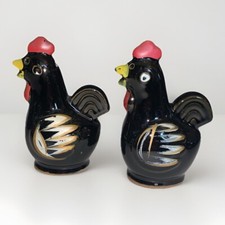 Agitadores de sal e pimenta vintage galo galo vermelho preto pintado à mão comprar usado  Enviando para Brazil