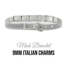 Berloques italianos clássicos 9 mm pulseira charme italiano iniciante malha Silvertone comprar usado  Enviando para Brazil