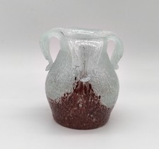 Vintage Emanuel Beranek Pulegoso Art Glass Wazon 1945s Skrdlovice Czerwony Przezroczysty na sprzedaż  PL