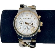 Usado, Relógio Michael Kors Feminino MK-3199 38mm Prata Tom Dourado Torção Nova Bateria 6.25" comprar usado  Enviando para Brazil