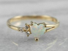 Lindo anel de noivado feminino opala formato coração 1 quilate com acabamento em ouro rosa 14K comprar usado  Enviando para Brazil