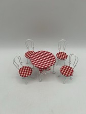 Casa de bonecas miniatura vintage metal pátio mesa bistrô 4 cadeiras escala 1:12 comprar usado  Enviando para Brazil