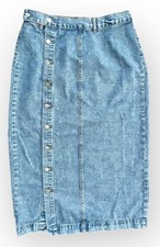 Saia Midi Feminina Vintage Azul Jeans Botão Lateral Anos 90 Western Tamanho G Retrô  comprar usado  Enviando para Brazil