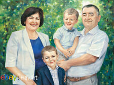 Pintura familiar personalizado retrato al óleo pintura de foto 100% arte al óleo pintado a mano segunda mano  Embacar hacia Mexico