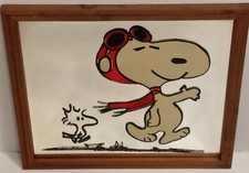Moldura de madeira espelhada vintage original Flying Ace Snoopy & Woodstock Peanuts 13" comprar usado  Enviando para Brazil
