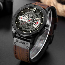 CURREN Fashion Mens Large Dial Sports Watch Leather Waterproof Date Quartz Watch comprar usado  Enviando para Brazil