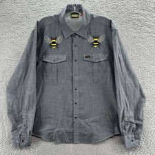 Usado, Camisa masculina Howler Bros pequena S cinza bordada abelhas pérola pressão gaúcha comprar usado  Enviando para Brazil