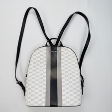 Mochila Michael Kors revestida de lona logotipo listra impressão MK branco cinza 12”x10.5”x5” comprar usado  Enviando para Brazil