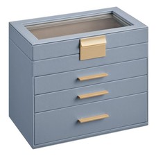 CAIXA DE JOIAS SONGMICS, ORGANIZADOR DE JOIAS 4 CAMADAS, 3 GAVETAS, UJBC161Q01 - AZUL comprar usado  Enviando para Brazil