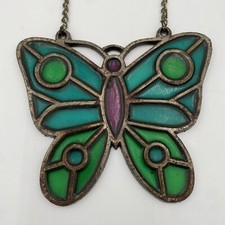 Vitral borboleta vintage apanhador de sol janela retrô decoração jardim verde-azulado comprar usado  Enviando para Brazil