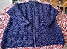 Usado, Suéter feminino Aran Craft XL 100% lã merino azul malha cabo berloque celta comprar usado  Enviando para Brazil