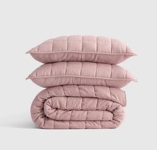 Usado, Conjunto completo de colcha de linho queen europeu Dusty Mauve novo sem etiquetas caixa aberta comprar usado  Enviando para Brazil