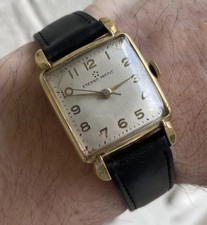 Ótimo relógio de pulso quadrado vintage meados do século folheado a ouro amarelo 14k Eterna Matic comprar usado Ótimo relógio de pulso quadrado vintage meados do século folheado a ouro amarelo 14k Eterna Matic comprar usado  Enviando para Brazil