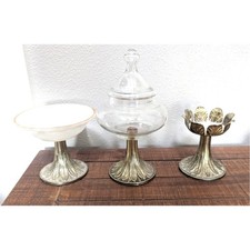 Suporte de vela vintage Regency MCM vidro leitoso bandeja de sabão boticário prato comprar usado  Enviando para Brazil