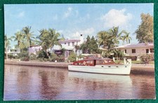 Cartão postal c1950's Coral Isle Venice Fort Ft. Lauderdale Florida cromado barco canal comprar usado  Enviando para Brazil