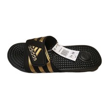 Slides de massagem Adidas Adissage, preto/dourado metálico EG6517, tamanho EUA masculino 11 comprar usado  Enviando para Brazil