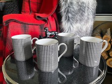 4 NOVAS CANECAS DE CAFÉ RARAS RALPH LAUREN HOUNDSTOOTH OSSO PORCELANA INGLATERRA comprar usado  Enviando para Brazil