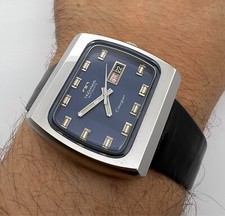 RARO RELÓGIO AUTOMÁTICO MASCULINO VINTAGE TECHNOS COUGAR ESTILO TV MOSTRADOR AZUL, usado comprar usado  Enviando para Brazil