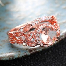 Anel folheado a ouro rosa feminino moda zircão cúbico joias de festa tamanho 6-10 comprar usado  Enviando para Brazil
