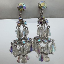 BRINCOS LUSTRE VINTAGE SEM ASSINATURA VENDOME AURORA BOREALIS CONTAS DE VIDRO STRASS comprar usado  Enviando para Brazil