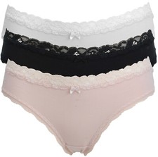 Pacote com 3 calcinhas brasileiras com acabamento em renda rica em algodão Ex-Store comprar usado Pacote com 3 calcinhas brasileiras com acabamento em renda rica em algodão Ex-Store comprar usado  Enviando para Brazil