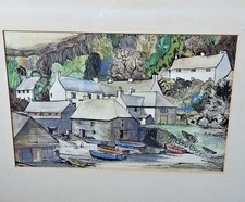 Vintage watercolour cadgwith for sale  STOURBRIDGE