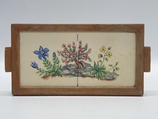Bandeja de chá vintage com par de azulejos florais pintados à mão por Packard & Ord C1950 comprar usado  Enviando para Brazil